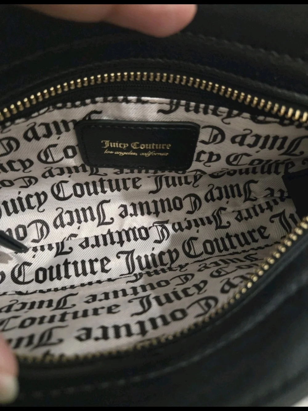 Juicy Couture Black & Pink Cherry Print Wristlet Bag NWT